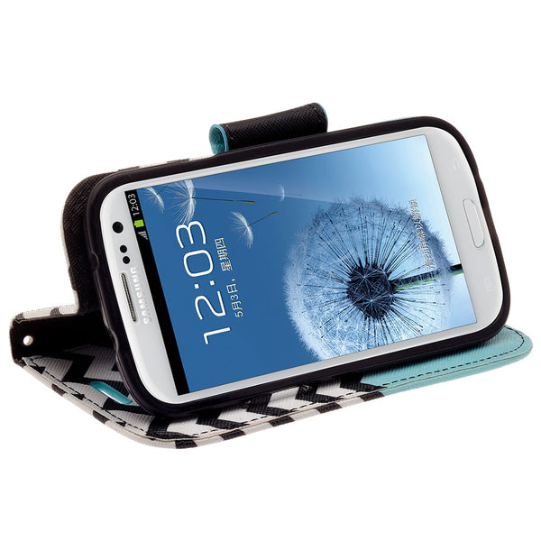 samsung galaxy S3 leather wallet case - teal anchor - www.coverlabusa.com