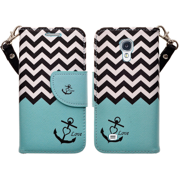 samsung galaxy s4 mini leather wallet case - teal anchor - www.coverlabusa.com
