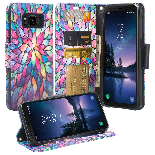 Samsung Galaxy S8 Active Wallet Case - rainbow flower - www.coverlabusa.com