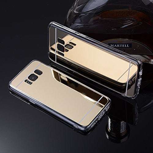 Samsung Galaxy S8 Case, Reflective Mirror EZ-Grip[Shock Resistant] TPU Case Cover for Galaxy S8 - Gold