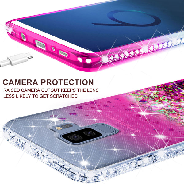 clear liquid phone case for samsung galaxy s9 plus - hot pink - www.coverlabusa.com 