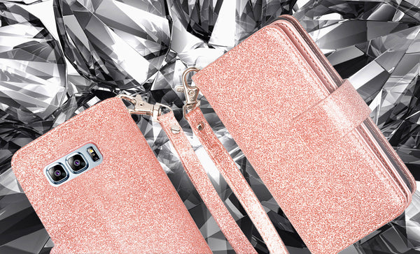 Samsung Galaxy Note 8 Glitter Wallet Case - Rose Gold - www.coverlabusa.com