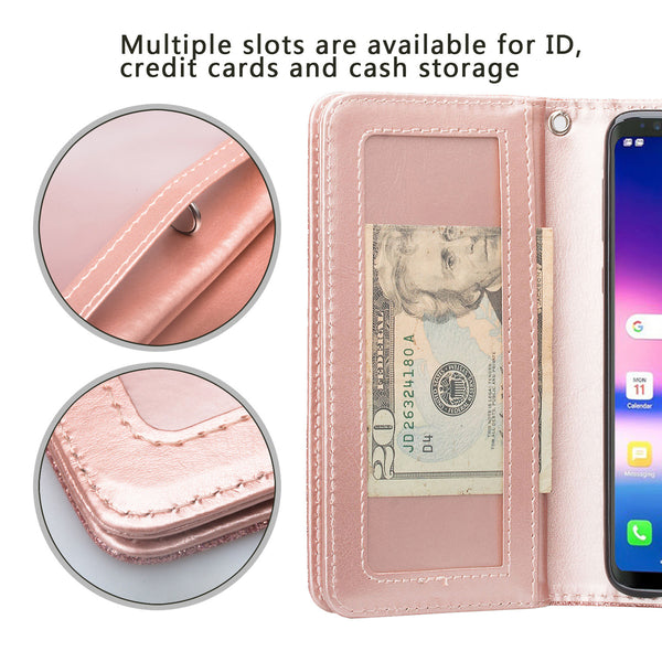 Samsung Galaxy S10e Glitter Wallet Case - Rose Gold - www.coverlabusa.com