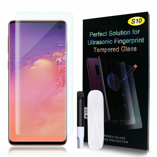 Liquid Glass Screen Protector for Samsung Galaxy S10 Plus 3D Curved Edge 9H Premium Tempered Glass [Bubble Free] Adhesive Installation Tools Screen Film for Samsung Galaxy S10 Plus - Clear
