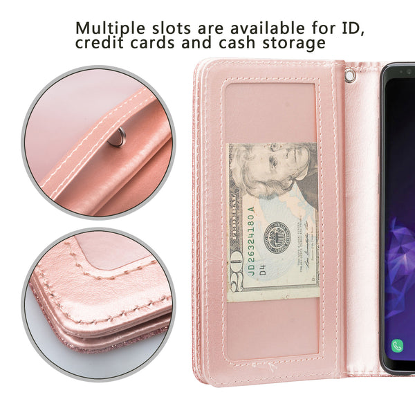 Samsung Galaxy S10 5G Glitter Wallet Case - Rose Gold - www.coverlabusa.com