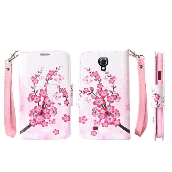 samsung galaxy S4 leather wallet case - cherry blossom - www.coverlabusa.com