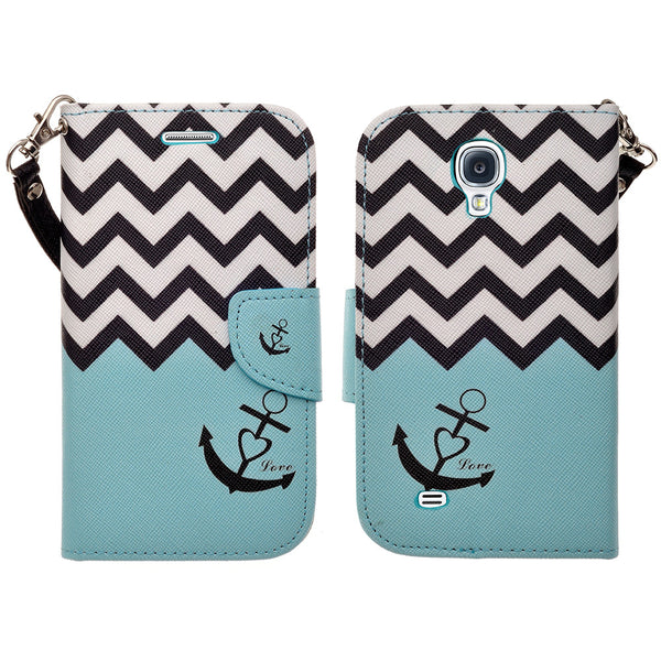 samsung galaxy S4 leather wallet case - teal anchor - www.coverlabusa.com