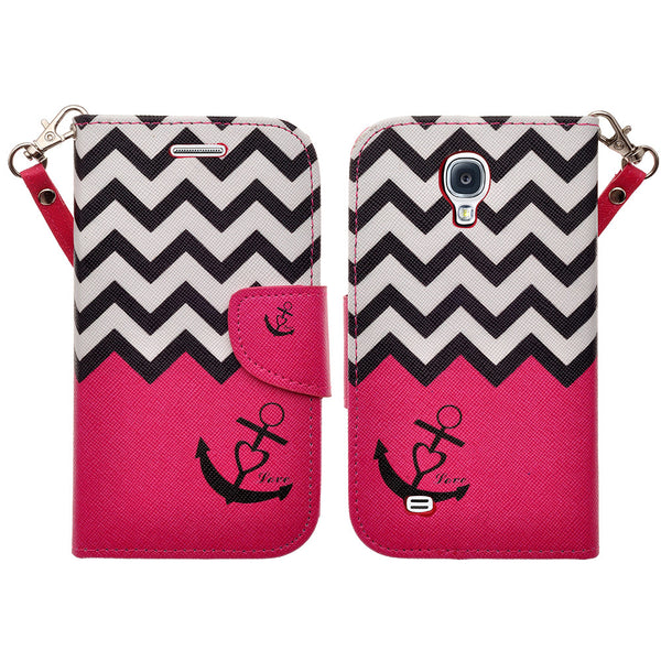 samsung galaxy S4 leather wallet case - hot pink anchor - www.coverlabusa.com
