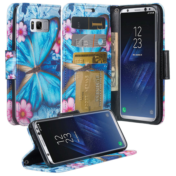Samsung Galaxy S8 Wallet Case - blue butterflies - www.coverlabusa.com