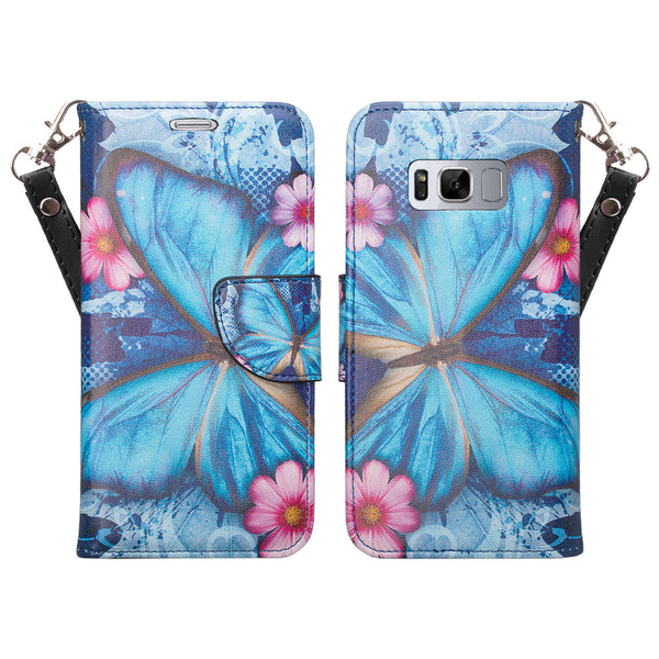 Samsung Galaxy S8 Wallet Case - blue butterflies - www.coverlabusa.com