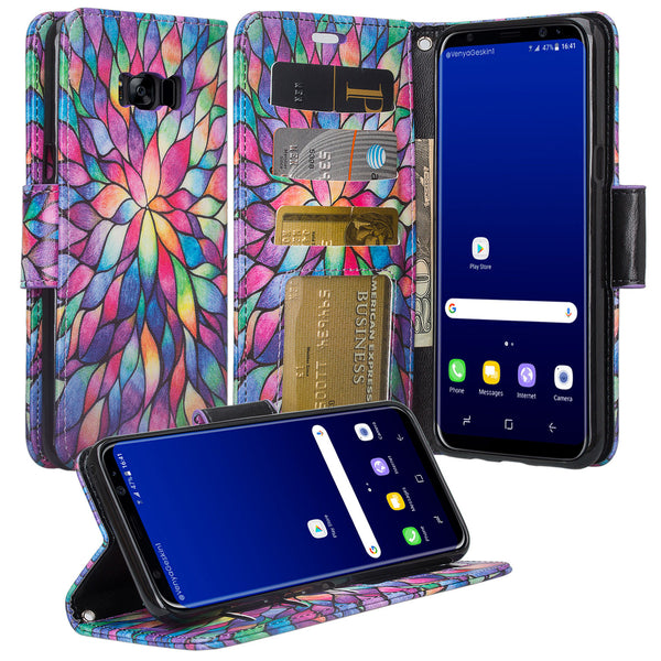 Samsung Galaxy S8 Plus Wallet Case - Rainbow Flower - www.coverlabusa.com