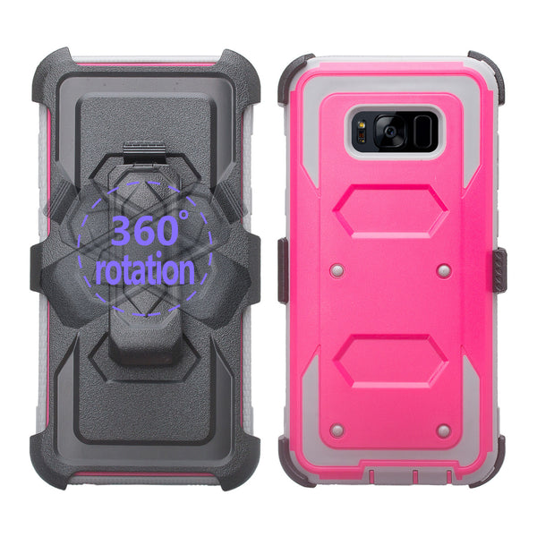 samsung galaxy s8 plus heavy duty hybrid holster case - hot pink - www.coverlabusa.com