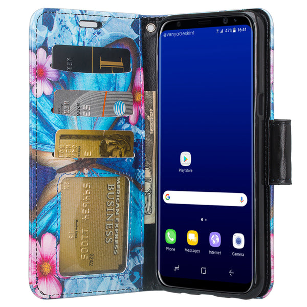 Samsung Galaxy S8 Plus Wallet Case - Blue Butterfly - www.coverlabusa.com