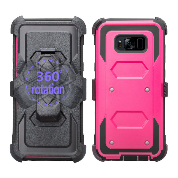 samsung galaxy s8 plus heavy duty hybrid holster case - hot pink/black - www.coverlabusa.com