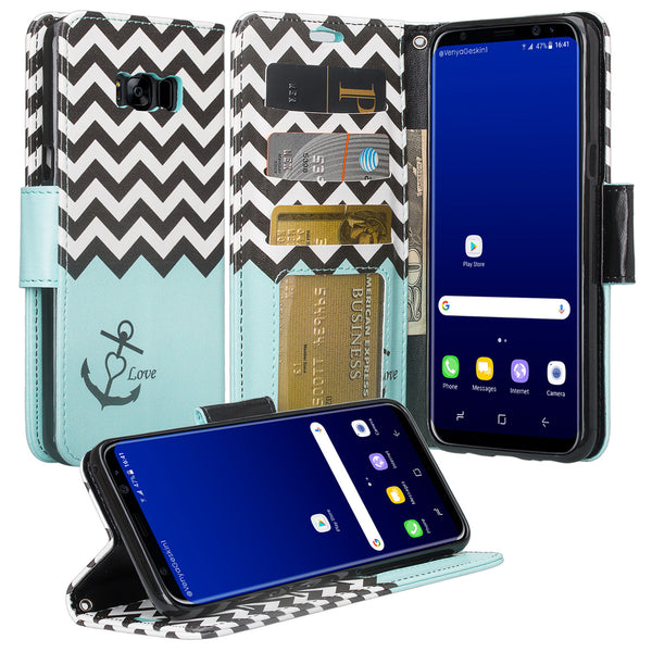 Samsung Galaxy S8 Plus Wallet Case - Teal Anchor - www.coverlabusa.com