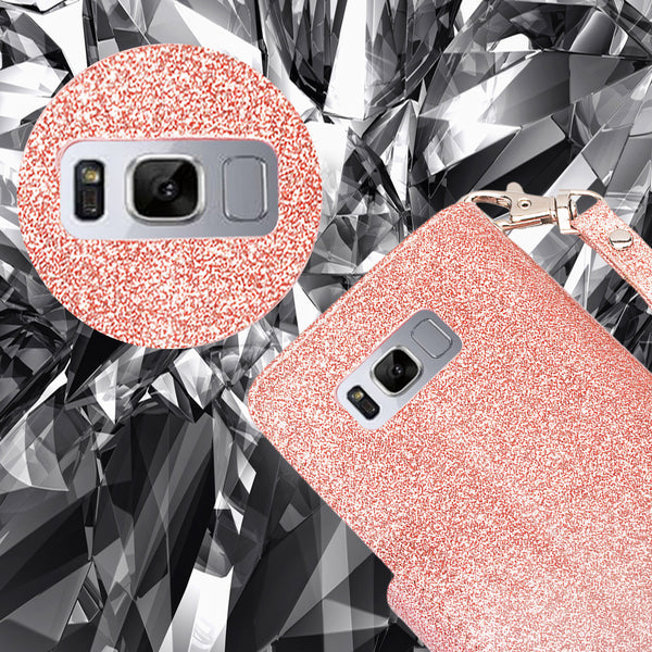 Samsung Galaxy S8 Plus Glitter Wallet Case - Rose Gold - www.coverlabusa.com