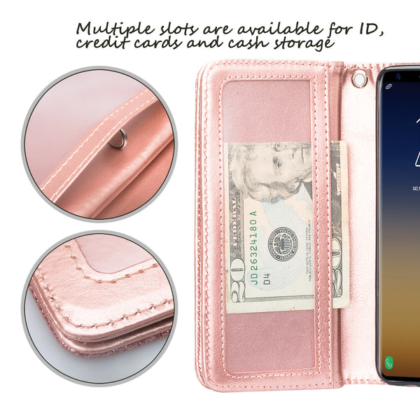 Samsung Galaxy S9 Glitter Wallet Case - Rose Gold - www.coverlabusa.com