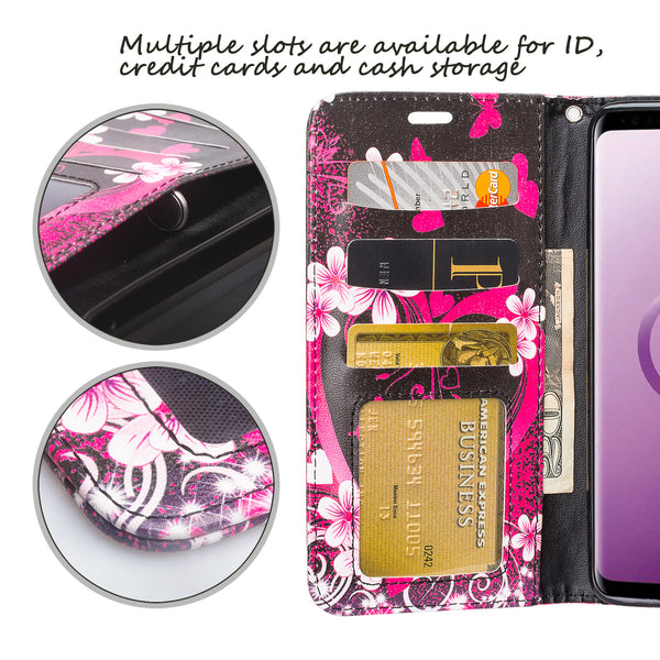 Samsung Galaxy S9 Wallet Case - heart butterflies - www.coverlabusa.com