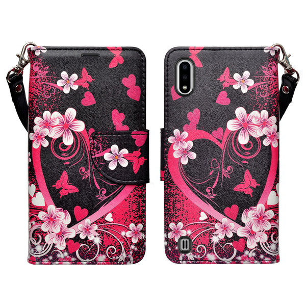 samsung galaxy a01 wallet case - heart butterflies - www.coverlabusa.com