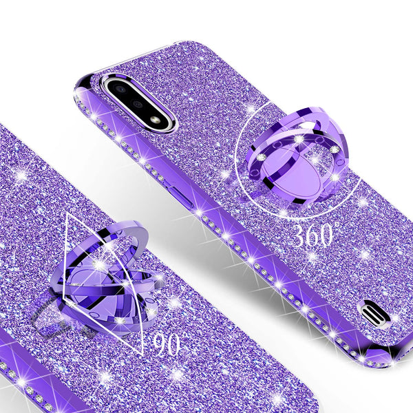 samsung galaxy a01 glitter bling fashion case - purple - www.coverlabusa.com