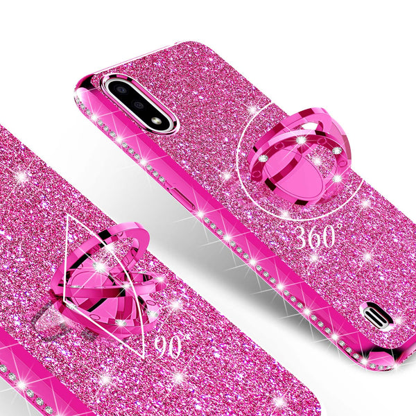 samsung galaxy a01 glitter bling fashion case - hot pink - www.coverlabusa.com