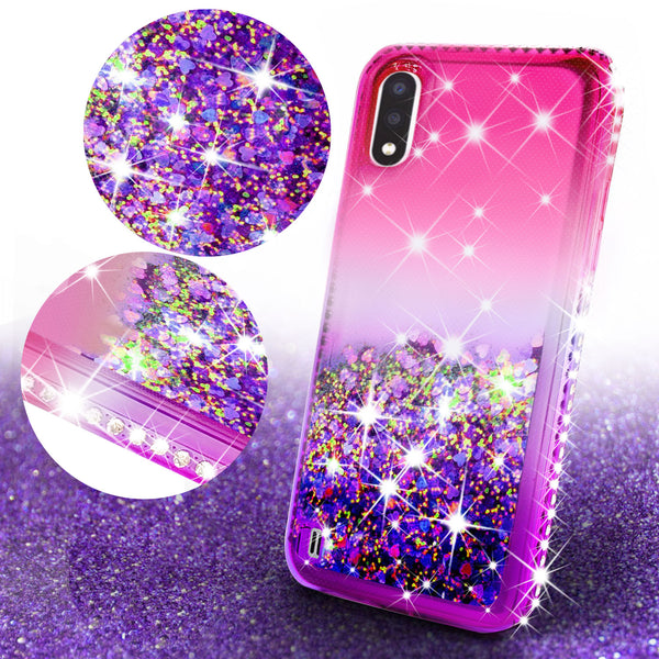 glitter phone case for samsung galaxy a01 - hot pink/purple gradient - www.coverlabusa.com