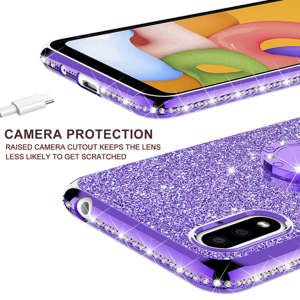 samsung galaxy a01 glitter bling fashion case - purple - www.coverlabusa.com