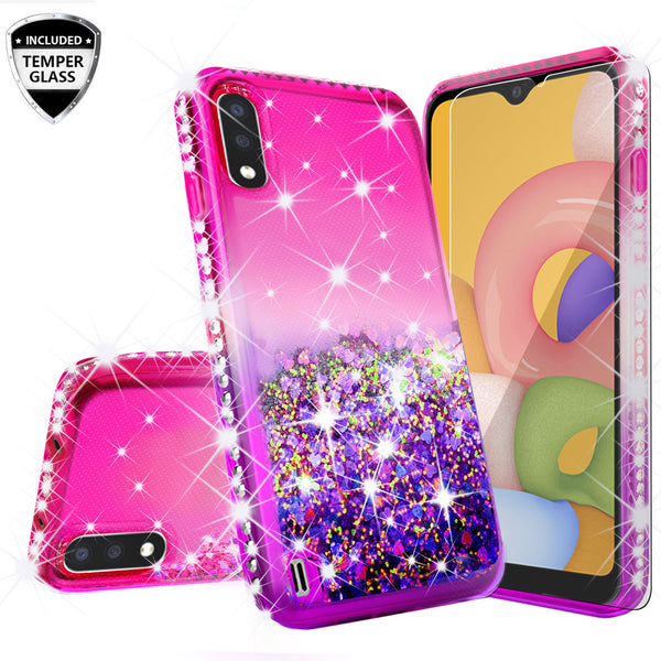 glitter phone case for samsung galaxy a01 - hot pink/purple gradient - www.coverlabusa.com