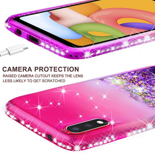 glitter phone case for samsung galaxy a01 - hot pink/purple gradient - www.coverlabusa.com