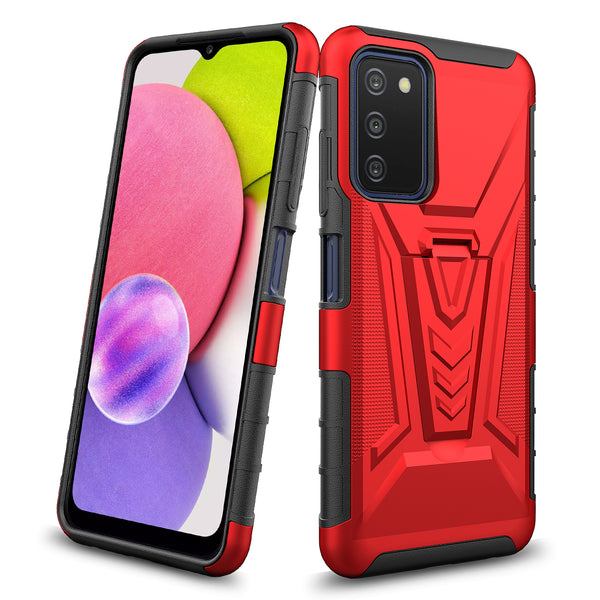 holster kickstand hyhrid phone case for samsung galaxy a03s - red - www.coverlabusa.com