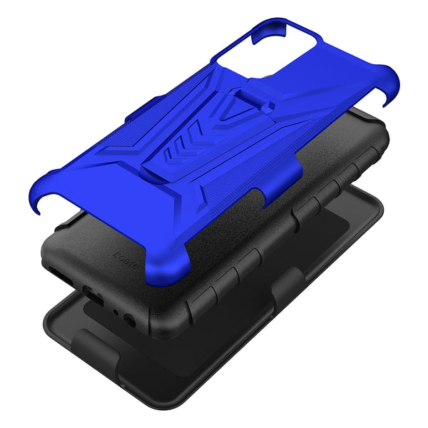 holster kickstand hyhrid phone case for samsung galaxy a03s - blue - www.coverlabusa.com