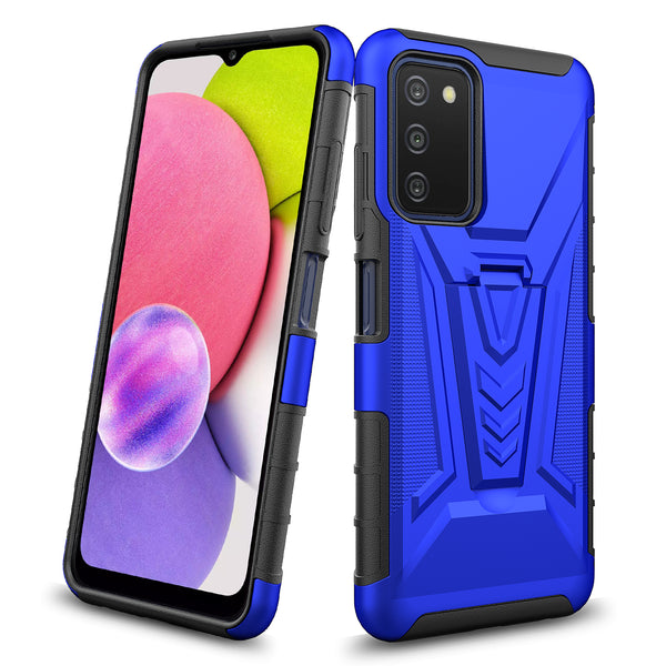 holster kickstand hyhrid phone case for samsung galaxy a03s - blue - www.coverlabusa.com