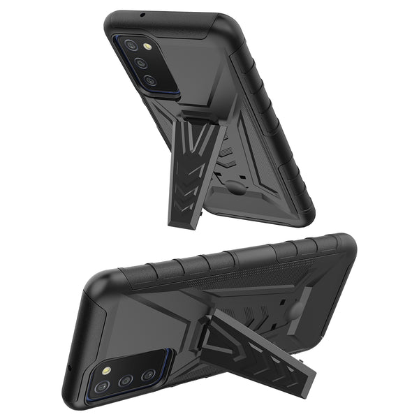 holster kickstand hyhrid phone case for samsung galaxy a03s - black - www.coverlabusa.com