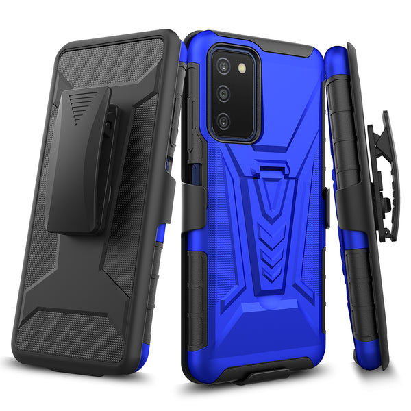 holster kickstand hyhrid phone case for samsung galaxy a03s - blue - www.coverlabusa.com