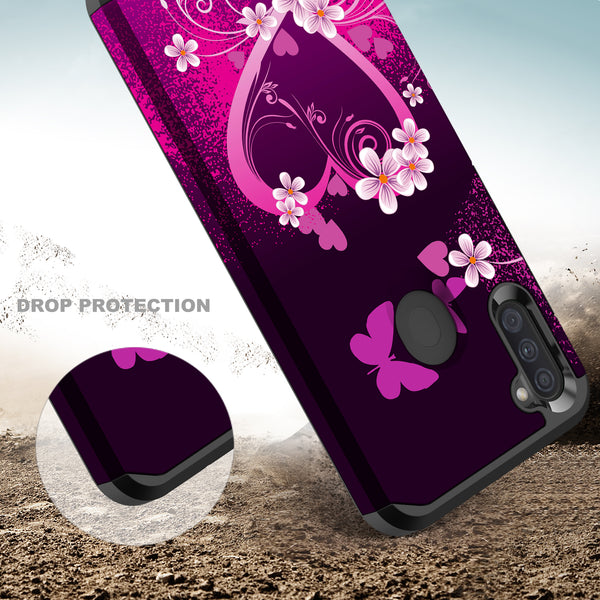 samsung galaxy a11 hybrid case - heart butterflies - www.coverlabusa.com