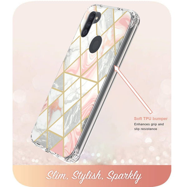 samsung galaxy a11 full-body case - pink marble - www.coverlabusa.com