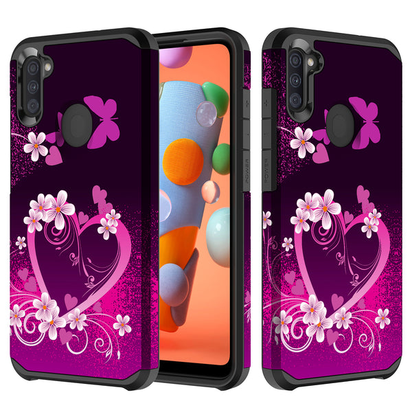 samsung galaxy a21 hybrid case - heart butterflies - www.coverlabusa.com