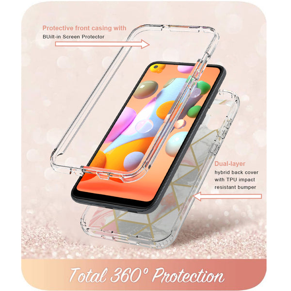 samsung galaxy a11 full-body case - pink marble - www.coverlabusa.com