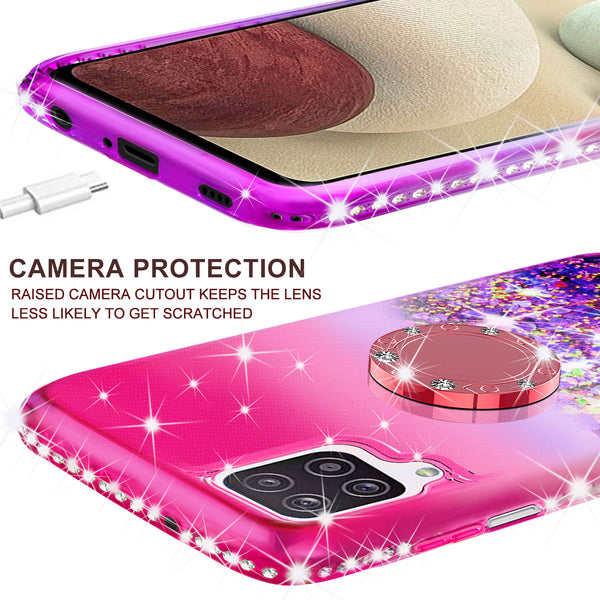 glitter phone case for samsung galaxy a12 - hot pink/purple gradient - www.coverlabusa.com