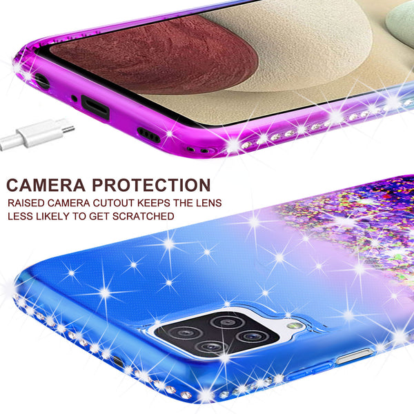 glitter phone case for samsung galaxy a12 - blue/purple gradient - www.coverlabusa.com