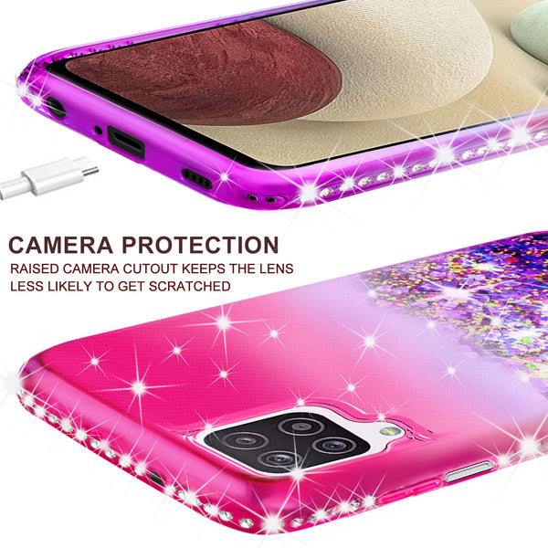 glitter phone case for samsung galaxy a12 - hot pink/purple gradient - www.coverlabusa.com