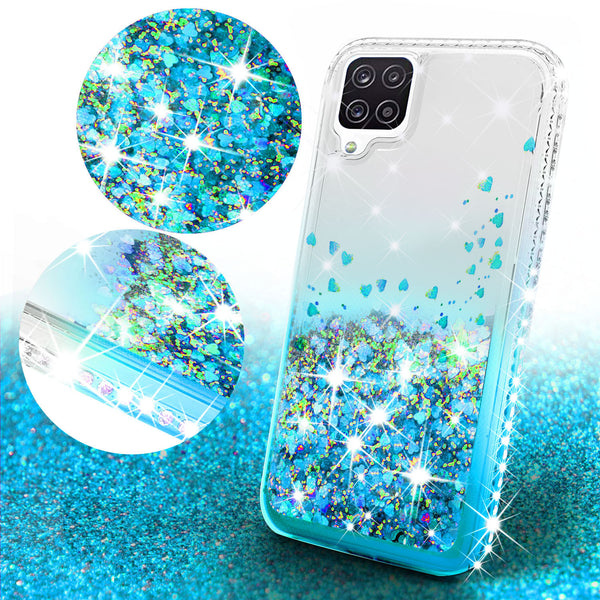 clear liquid phone case for samsung galaxy a12 - teal - www.coverlabusa.com