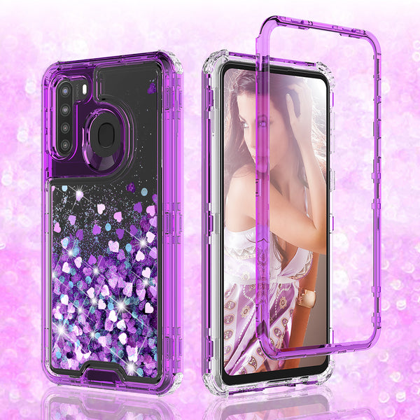 hard clear glitter phone case for samsung galaxy a11- purple - www.coverlabusa.com 