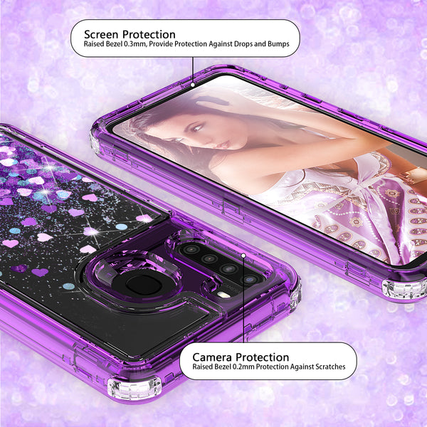 hard clear glitter phone case for samsung galaxy a11- purple - www.coverlabusa.com 
