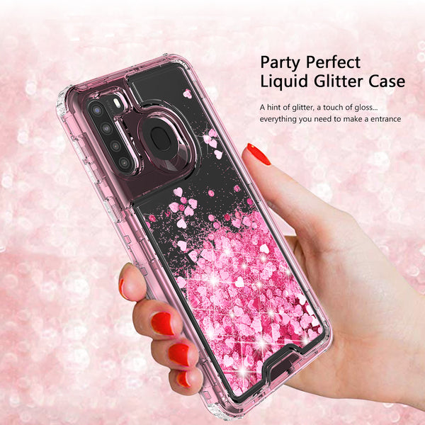 hard clear glitter phone case for samsung galaxy a11 - pink - www.coverlabusa.com 