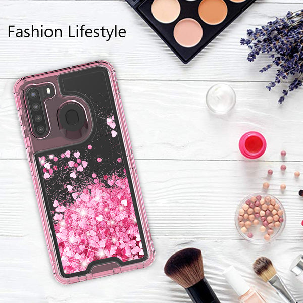 hard clear glitter phone case for samsung galaxy a11 - pink - www.coverlabusa.com 