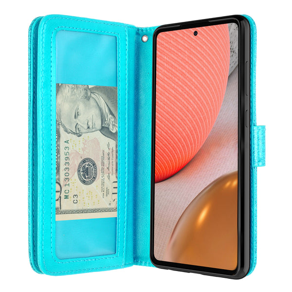 samsung galaxy a02s glitter wallet case - teal - www.coverlabusa.com