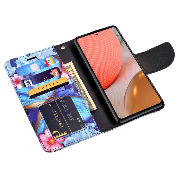 samsung galaxy a02s wallet case - blue butterfly - www.coverlabusa.com