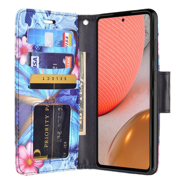 samsung galaxy a02s wallet case - blue butterfly - www.coverlabusa.com