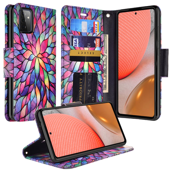 samsung galaxy a52 5g wallet case - rainbow flower - www.coverlabusa.com